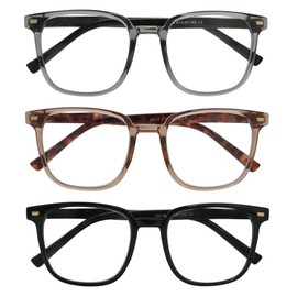 LookLux Oversized Reading Glasses for Women - 3 Pack Blue Light Readers Square Stylish Large Reading Glasses,1.5