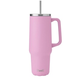 S'well Tumbler XL, Reusable Drink Cup with Straw, Three-Layer Stainless Steel Bottle, Keeps Drinks Hot for 50 Hours and Cold for 10 Hours, 1180 ml, Hydrangea Pink