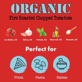 Bianco DiNapoli Organic Fire Roasted Chopped Tomatoes - Vine Ripened California Grown Tomatoes - Perfect for Flavorful Stews, Soups, Sauces, Italian & Mexican Dishes - Canned - 28 oz, 6 Pack