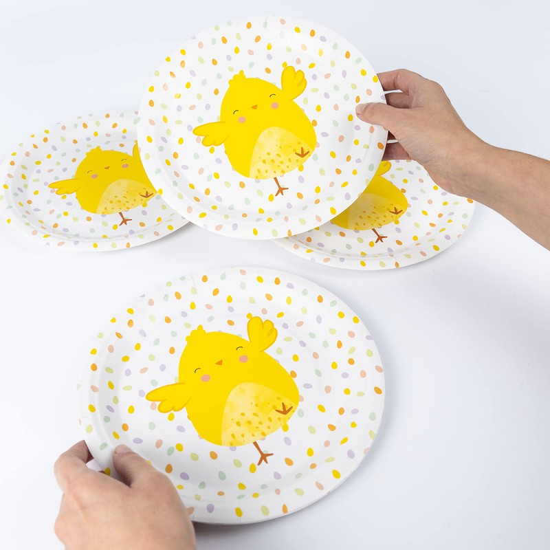 evelay 8 x Easter Chick Paper Plates 23cm Kids Food