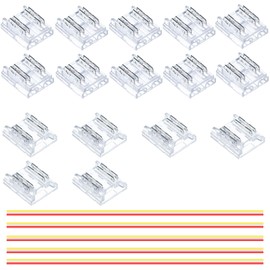 GOMING 10 mm CCT COB LED Strip Connector Set 4 Pin 10 Pieces Strip to Wire Transparent Gapless Connectors 6 Strips to Strip Connector 5 Pieces 15 cm Extension Wires