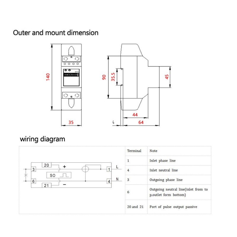 Digital 1 phase 2 Wire 2P Din Rail Electric Meter