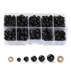 100PCS 6mm-12mm Solid Black Eyes with Washers, Sewing for DIY
