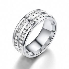 MAGIIE Jewellery Men's Rings Steel Titanium Women's Ring Pair Stainless Steel Rings Zircon Engagement Rings Band Rings Men's Black Size 54 to 64 (Silver, 57), Steel titanium, No Gemstone