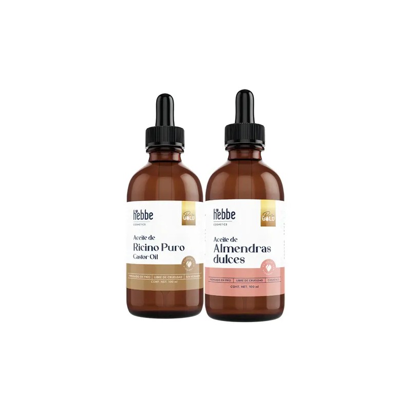 Aceite Orgánico Ricino + Almendras Puro Hebbe Cosmetics Crecimiento Cabello