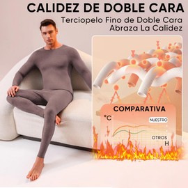TYEGDAVD Conjunto De Ropa Interior Térmica De Hombre,Ropa Térmica De Hombre,Tops Y Pantalones,Súper Suave, Cálido,Forro Polar,para Otoño E Invierno (MX/US, Alfa, XX-Grande, Regular, Regular, marrón)