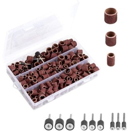 Starvast 338 Pieces Sanding Drum with Plastic Box, Consisting of 329 Sanding Belts and 9 Drums, Drill Chuck 1/2 Inch, 3/8 Inch, 1/4 Inch for Dremel Rotary Tools