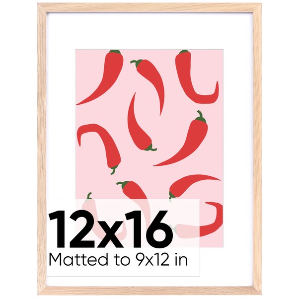 Homeforia 12x16 Wood Frame, Premium Oak Poster Frames 12x16 with
