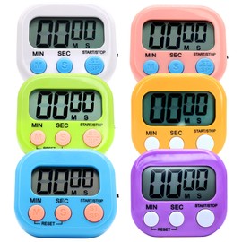 6 Pack Multi-Function Electronic Timer - Kitchen Timer,Magnetic Digital Timers,Big LCD Display, ON/Off Switch,Extensively Use in Cooking,Gym, Meeting, Classroom,Kitchen,Study,Work,Outdoor Activities