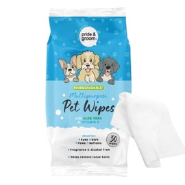 Shop4allsorts 2 x Packs Of 30 Multipurpose Pet Wet Wipes With Aloe Vera Vitamin E - Cleaning Wipes For Cats & Dogs - Fragrance Free - All Over Pet Wipes.
