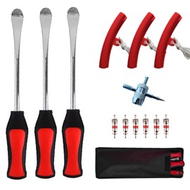 BTtime Tire Levers, Set of 13, Stainless Steel, For Bicycles, Motorcycles, Tires, Wheels, Removing and Removing Tools, Car Repair Tool Kit, 3 Rim Protectors, 3 x Yarevers, 6 Valve Cores, 1