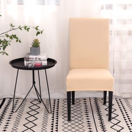 Hyper Cover Stretch Dining Chair Covers (Beige, 4 pcs) - Premium Chair Cover Set for Dining Chairs, Elastic and Durable Chair Protectors, Easy to Install and Maintain