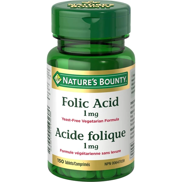 Nature's Bounty Folic Acid 1 mg 150 Tablets (Packaging May