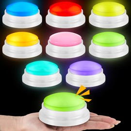 Honoson 8 Pieces Glowing Buzzers for Trivia Games Game Light up Buzzers Recordable Answer Buzzers Game Show Buzzer Recordable Button Buzzers Gifts for Christmas Team Family Nights(Classic Color)