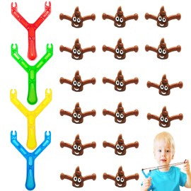 Yeefunjoy Pack of 16 Poop Slingshot Toy, Funny Catapult Poo Slingshot Flying Stress Relief Toy for Children and Adults Party Activity Prank Props