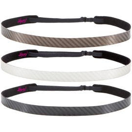 Hipsy PLUS Size, Women's Adjustable NO SLIP Skinny Tech Sport Headband Multi Pack (Black/White/Brown PLUS Size Tech 3pk)