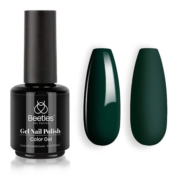 Beetles Gel Nail Polish, 15ML 0.51OZ Emma Emerald Green Color Soak Off Nail Lamp Gel Polish Nail Art Manicure Salon DIY Gel Nail Art Design Home