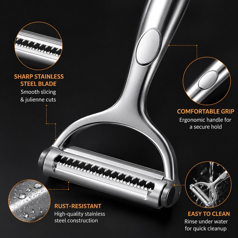 Double-Head Vegetable Peeler for Kitchen Prep – Stainless Steel Fruit