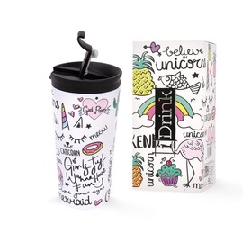 IDRINK® - Taza de viaje aislada de acero inoxidable | Thermos 350 ml UNICORN