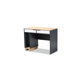 HomeStock Asian Fusion Mid-Century Modern 2-Drawer Multicolor Wood Computer Desk with Spacious Storage and Elegant Design for Home or Office