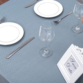 JUCFHY Jacquard Morrocan Rectangle Table Cloth Oil-Proof Spill-Proof and Water Resistance Tablecloth,Decorative Fabric Table Cover for Outdoor and Indoor Use,60 x 104 Inch,Dusty Blue