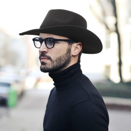 GEMVIE Cowboy Hat for Men Womens Classic Crushable Roll Up Brim Cowboy Hat Belt Buckle Western Cowboy Cowgirl Hat