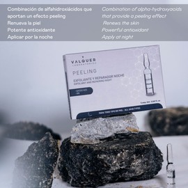 Valquer Laboratories Facial Scrub Ampoules Facial Serum Exfoliating and Repair At Night All Skin Types With Glycolic Acid and Aha Face Scrub - 5 Units x 2ml