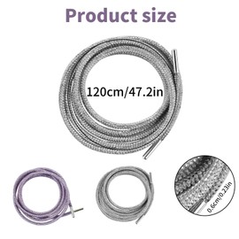 FENGQQKJ Glitter Shoelaces Rope Replacement Round Shoelaces Silver Glitter Fluffy Rope Laces Hood Rope Purple Rhinestone Glitter Rope Rhinestone Glitter Shoelaces 120 cm for Trainers Hoodie 2 Pairs