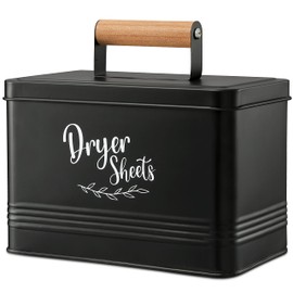 Perfnique Dryer Sheet Holder, Farmhouse Dryer Sheet Dispenser with Lid for Laundry Room Decor, Dryer Sheet Container, Laundry Sheet Holder for Laundry Room Organization, Dryer Sheet Box (Black, Sheet)