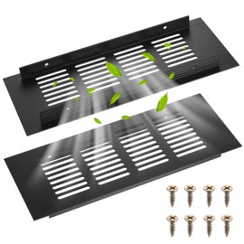 Ventilation Grille Black 200 mm x 80 mm, Aluminium Exhaust Grille Square, Ventilation Grille, Door Ventilation Grille, Black Metal for Ventilation of Bedroom, Cabinets, Furniture Grille