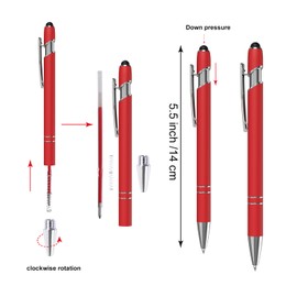 Actsun Red Pens, 12 Pcs Gel Pens Fine Point Smooth Writing Pens, Gel Ink Pens with Screens Touch Stylus Tips, Red Gel Ink Pens 0.7 Mm Pens Gift Office Desk Accessories, Motivational Stylus Pens