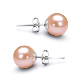 Japanese Freshwater Cultured Pearl Earrings Stud AAAA Graded 5mm Pink Stud Earrings for Women with 14K Gold Settings and Jewelry Gift Box - Orien Jewelry