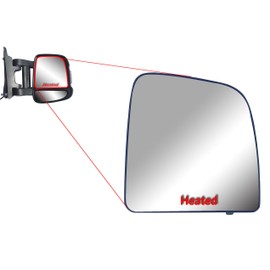 Replacement Passenger Right Side Extension Long Arm Mirror Upper Main Glass Heated with Back Plate for Ram Promaster 1500 2500 3500 from 2010 to 2023