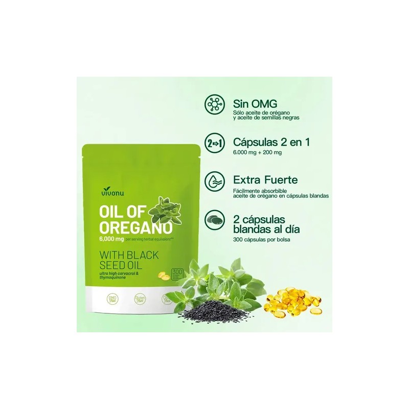 Aceite De Orégano 6000mg 300 Cápsulas