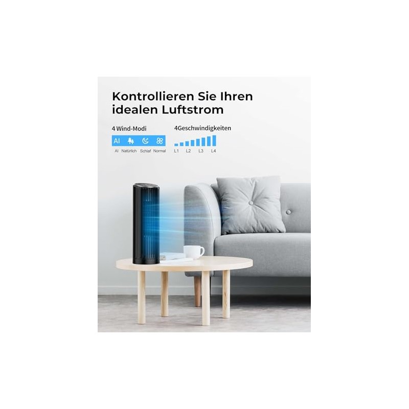 PNTCK Tower Fan with Remote Control, 33 cm Quiet Fan