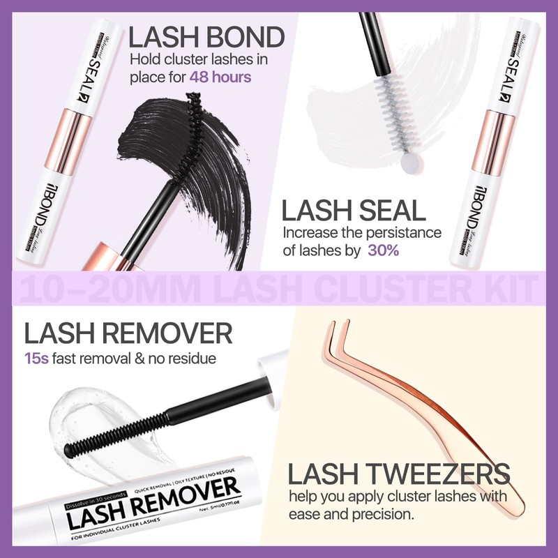 Fluffy Lash Cluster Kit 180D + 280D Mega Volume, 10–20mm