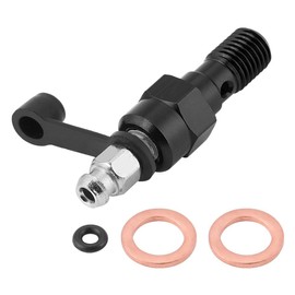 Hollow screw with bleed M10 x 1, motorcycle bleeding screw, M10 x 1.0 mm universal motorcycle master brake cylinder, brake calliper, bleeding screw, aluminium nipple hollow screw + dust cap (black)