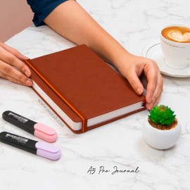 NEORAH —A5 Ruled|208 Pages-135 gsm|PRO SERIES Journal (210x148 mm)-Hardcover Ruled Notebook-Includes Back Pocket|3 Silk Book Mark|Journal Box-Completely HANDMADE for journaling,Note Taking- Brown