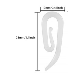 White Plastic Curtain Hooks for Door,Window Curtain Header Tape Drapery Hooks 20 Pack 2.8x1.2cm