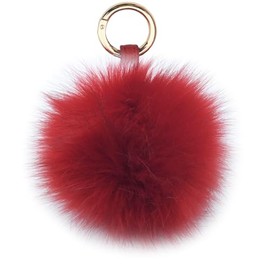Unpafcxddyig 5.9in Faux Fur Pom Pom Keychain Purse Handbag Charms Tote Pendant Fluffy Ball Key ring for Women,red