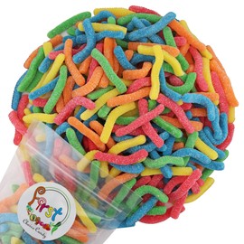 FirstChoiceCandy Sweet & Sour Gummy Worms, Multi Flavors and Solid Colors (2 Pound, Sour Mix Fruit)