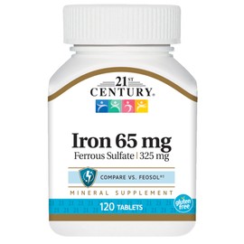 21st Century 21st Century Iron 65 Mg Ferrous Sulfate 325 Mg Tablets, 120 Count (Pack of 2)