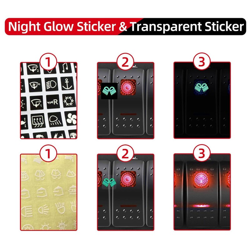 FXC 12V 24V DC 5 Gang Rocker Switch Aluminum Panel