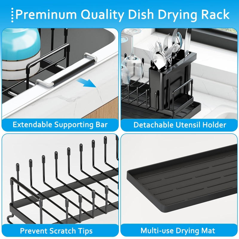 ANTOPY Sink Dish Drying Rack - Expandable Small Dish Rack