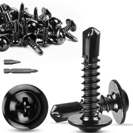 TXXATX Self Tapping Screws Metal M4.2x19 mm Self Drilling Screws 410 Stainless Steel Wafer Head Screws Black Roofing Screws 60 Pcs Self Tapping Screws for Metalwork Wood Maintenance Furniture