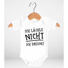 MoonWorks® Baby Bodysuit with Funny Saying "Ich lächle Nicht Ich drück!" Organic Cotton for Boys and Girls, I Press White