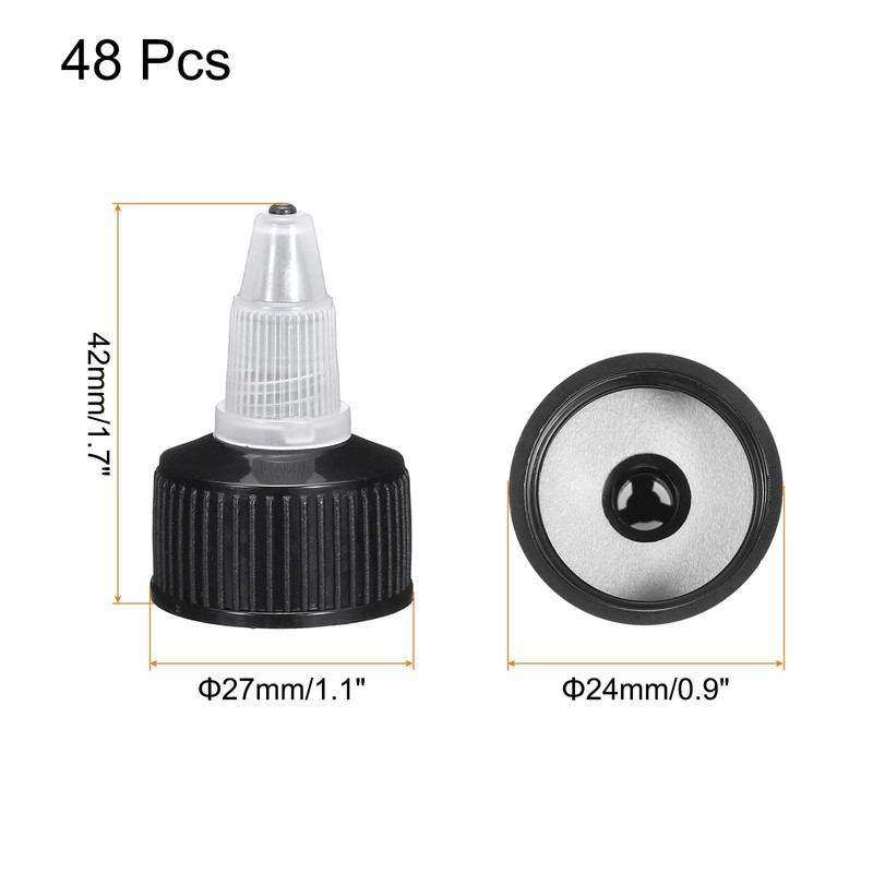 sourcing map 48 Pack Twist Top Cap 24/410 Black Dispensing