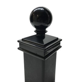 2.5" x 2.5" Aluminium Ball Top Post Cap for Metal Posts - Pressure Fit - Black