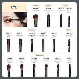 Jessup Set de Brochas para Ojos 16 Piezas, Brochas de Maquillaje Ojos Veganas de Fibra Sintética para Sombras, Difuminado, Delineador, Corrector y Polvo, Negro T272