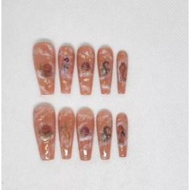 Handmade press on nails/Vintage Angel Sky/Coffin long length